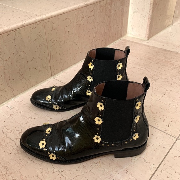 RED Valentino Patent Leather Daisy Ankle Boots - Picture 4 of 12